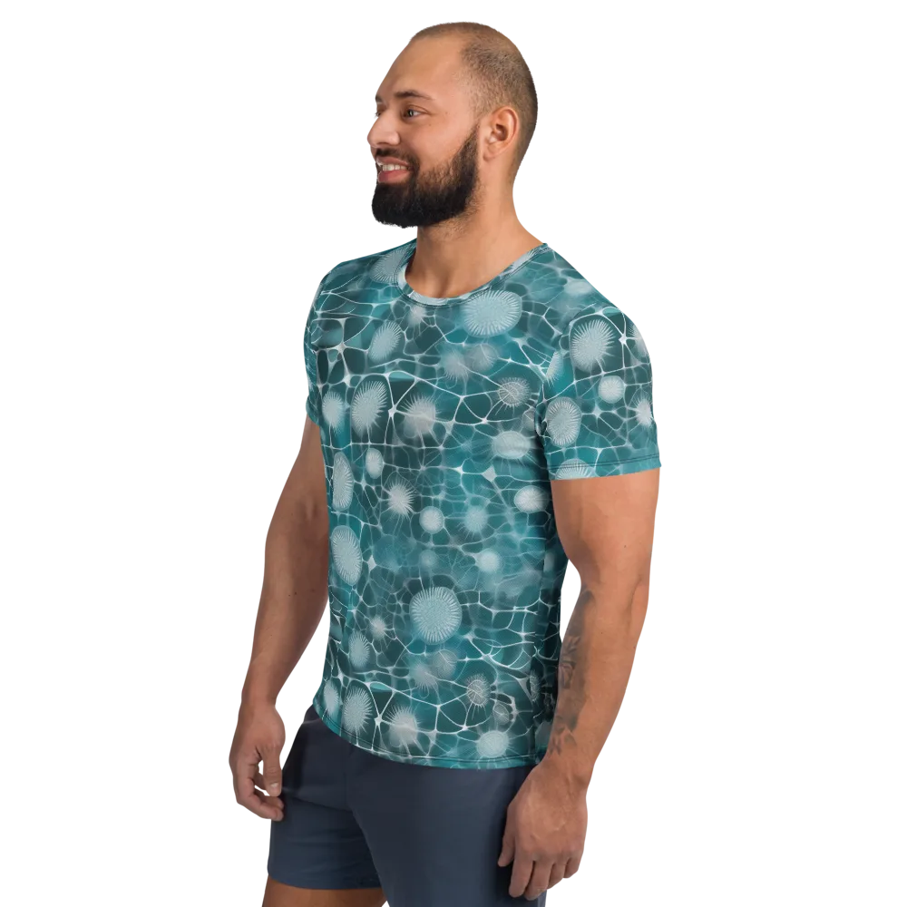 Aqua Dandelion on Men's Athletic T-Shirt — Left