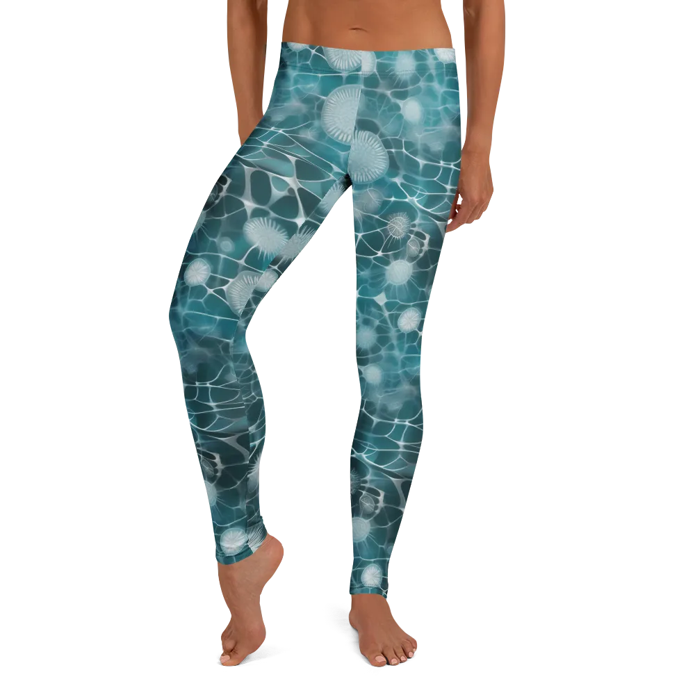 Aqua Dandelion on Leggings — Front