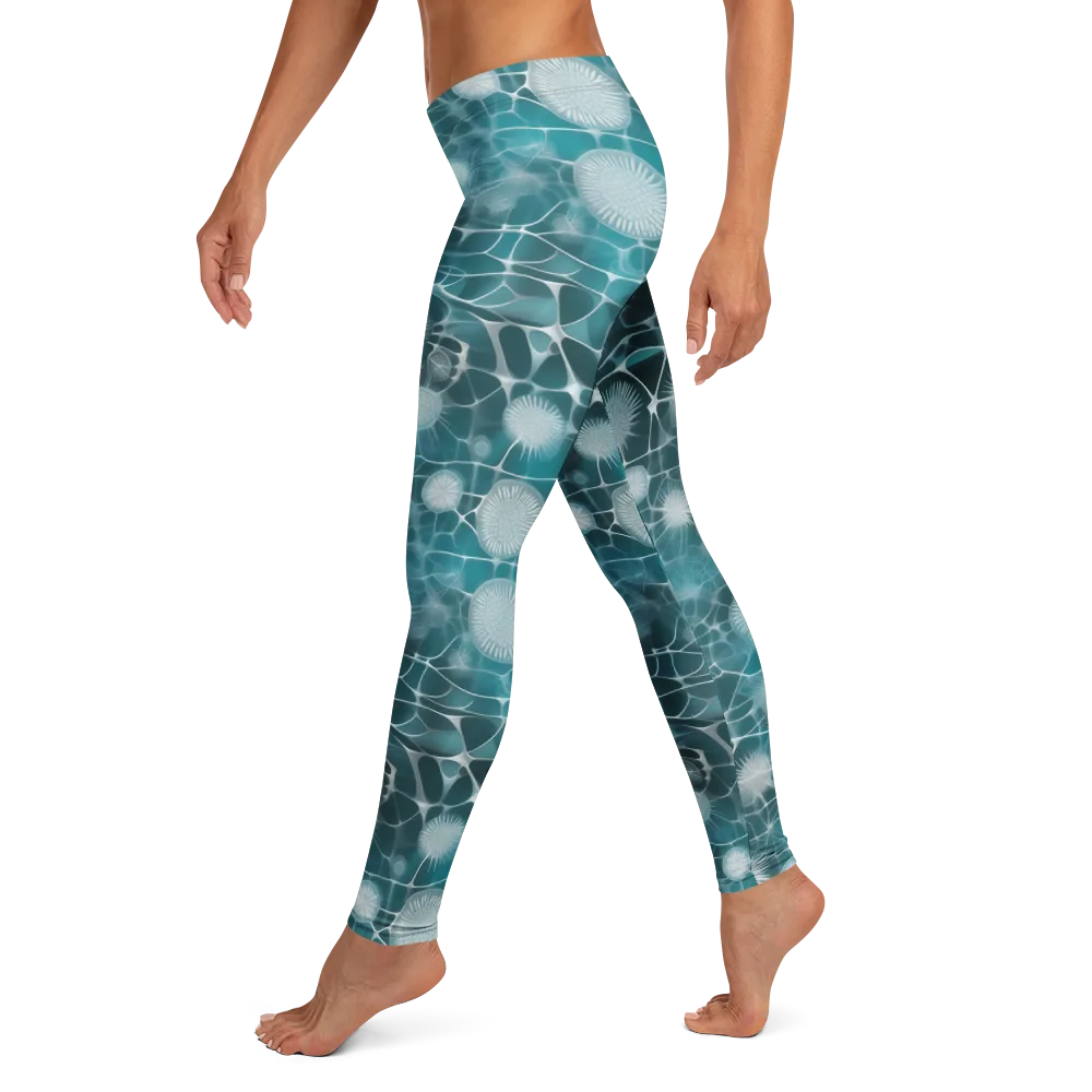 Aqua Dandelion on Leggings — Left