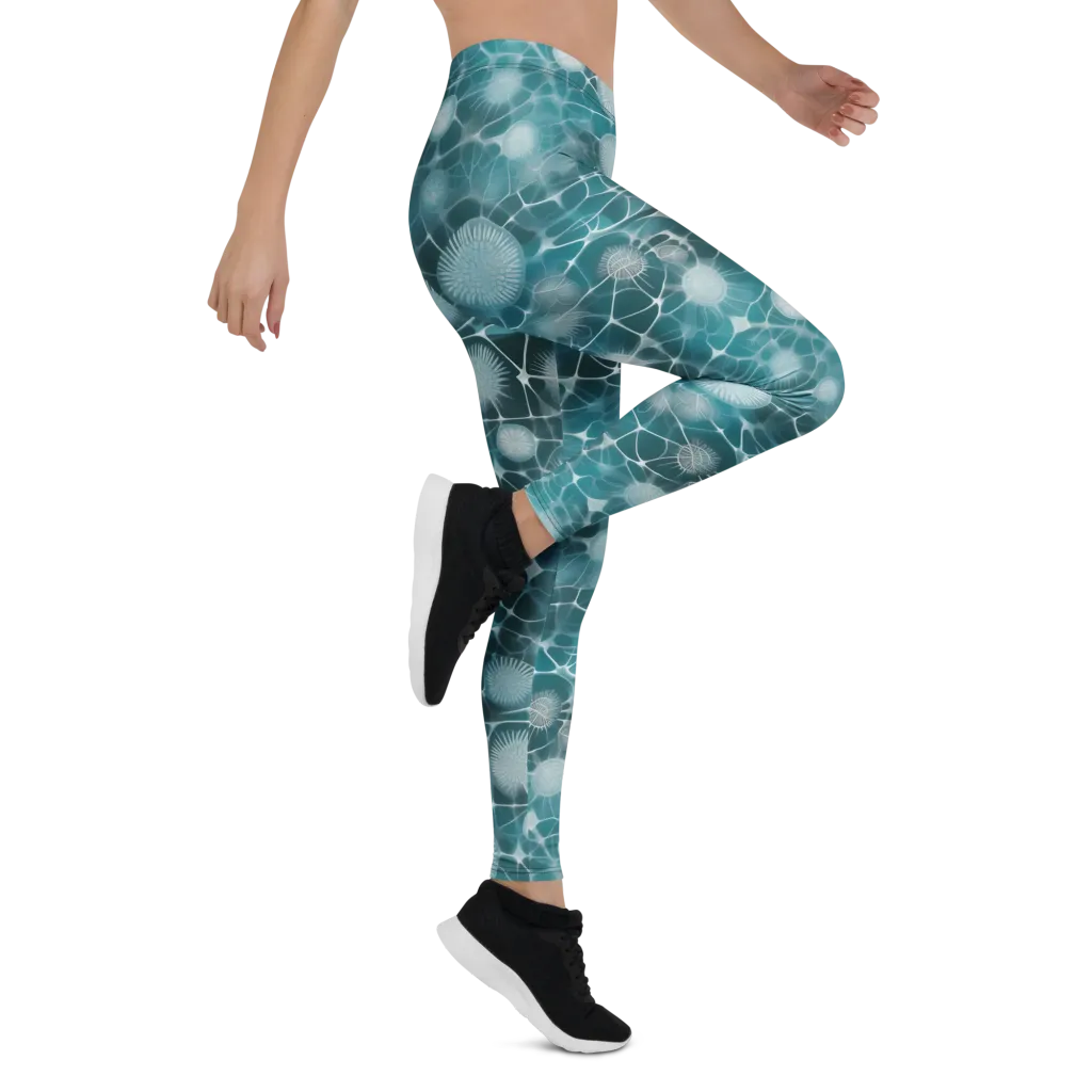 Aqua Dandelion on Leggings — Right