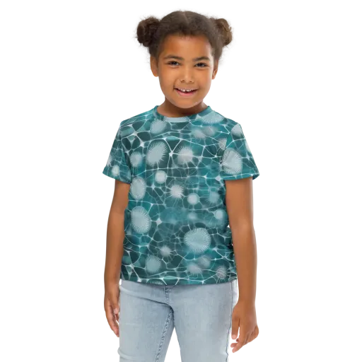 Aqua Dandelion on a Kids Crew Neck T-Shirt