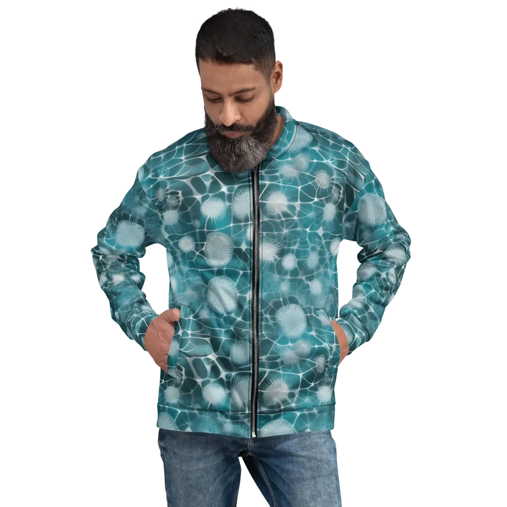 Aqua Dandelion on Bomber Jacket — Front