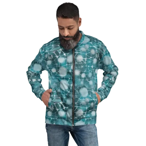 Aqua Dandelion on a Bomber Jacket