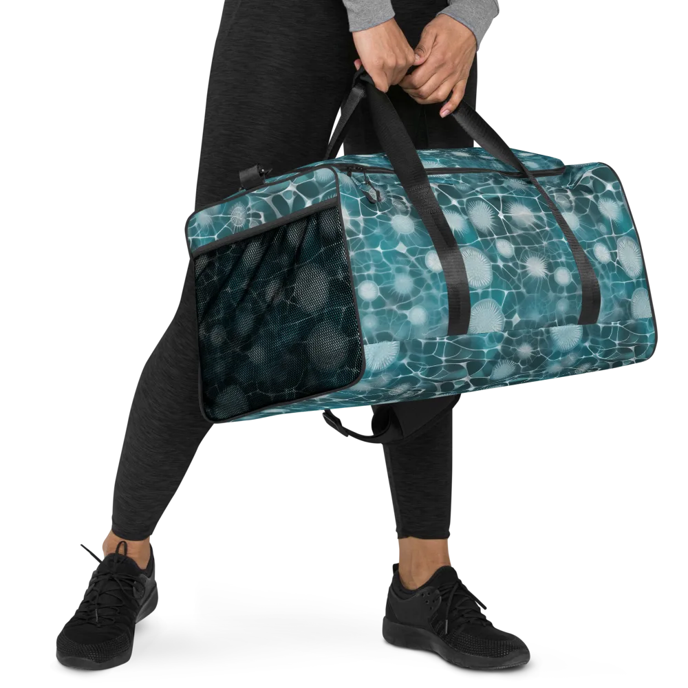 Aqua Dandelion on Duffle Bag — Right Front