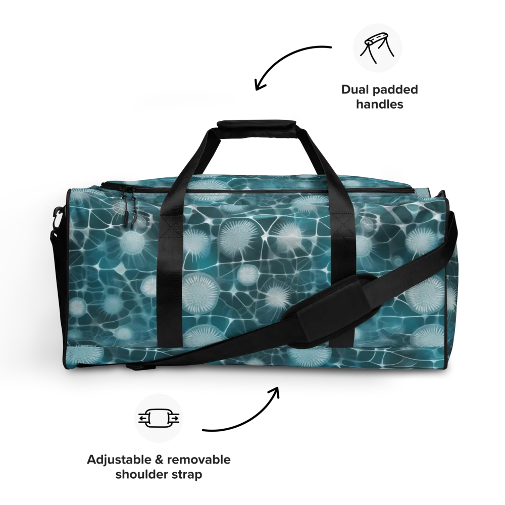 Aqua Dandelion on Duffle Bag — Front