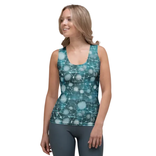 Aqua Dandelion on a Women's Tank Top