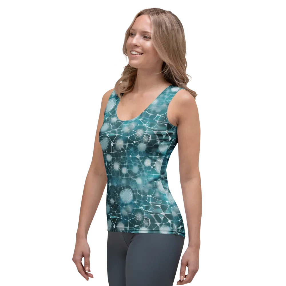 Aqua Dandelion on Women's Tank Top — Left Front