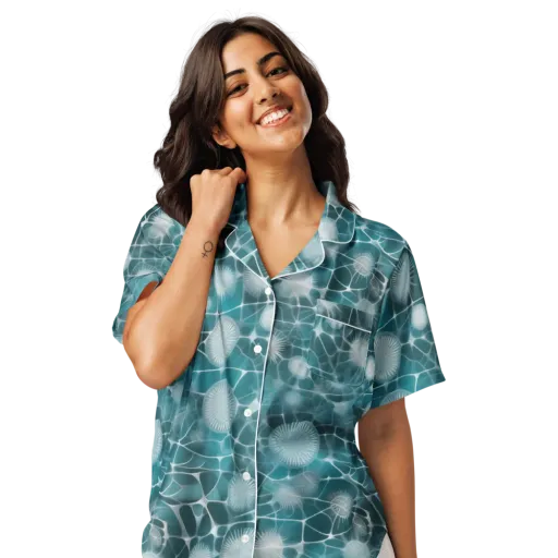 Aqua Dandelion on a Women's Short Sleeve Pajama Top
