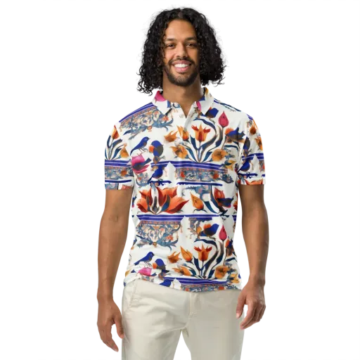 Emberwing Garden on a Men's Slim Fit Polo Shirt