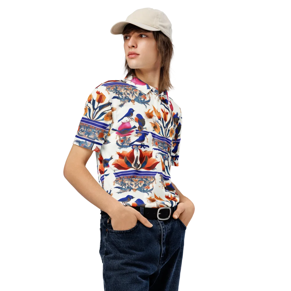 Emberwing Garden on Men's Slim Fit Polo Shirt — Right Front