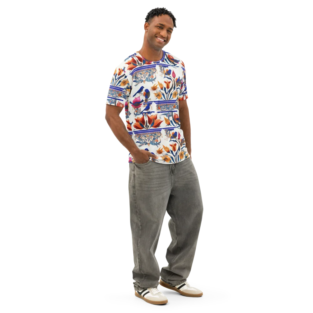 Emberwing Garden on Men's Cotton Crew Neck T-Shirt — Right Front