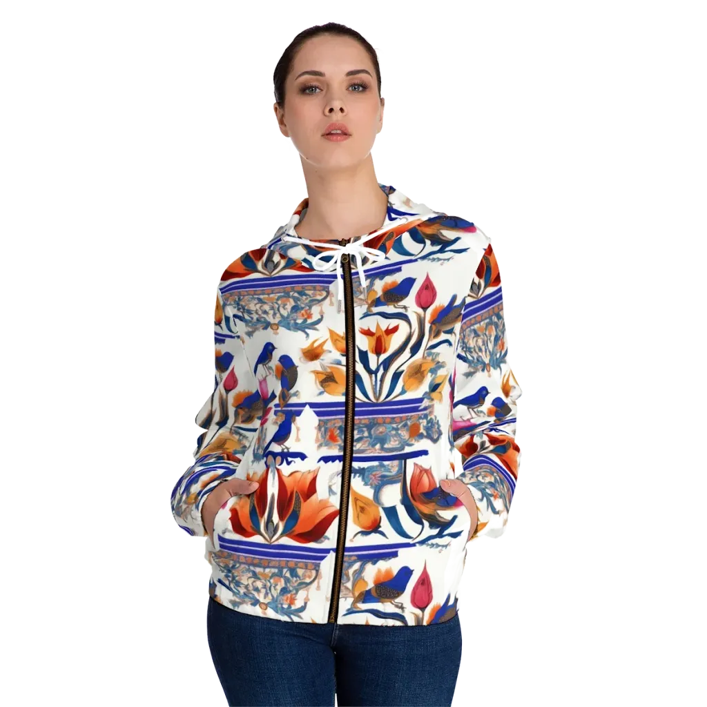 Emberwing Garden on Women's Full-Zip Hoodie — Front On Person