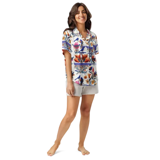 Emberwing Garden on a Women's Short Sleeve Pajama Top