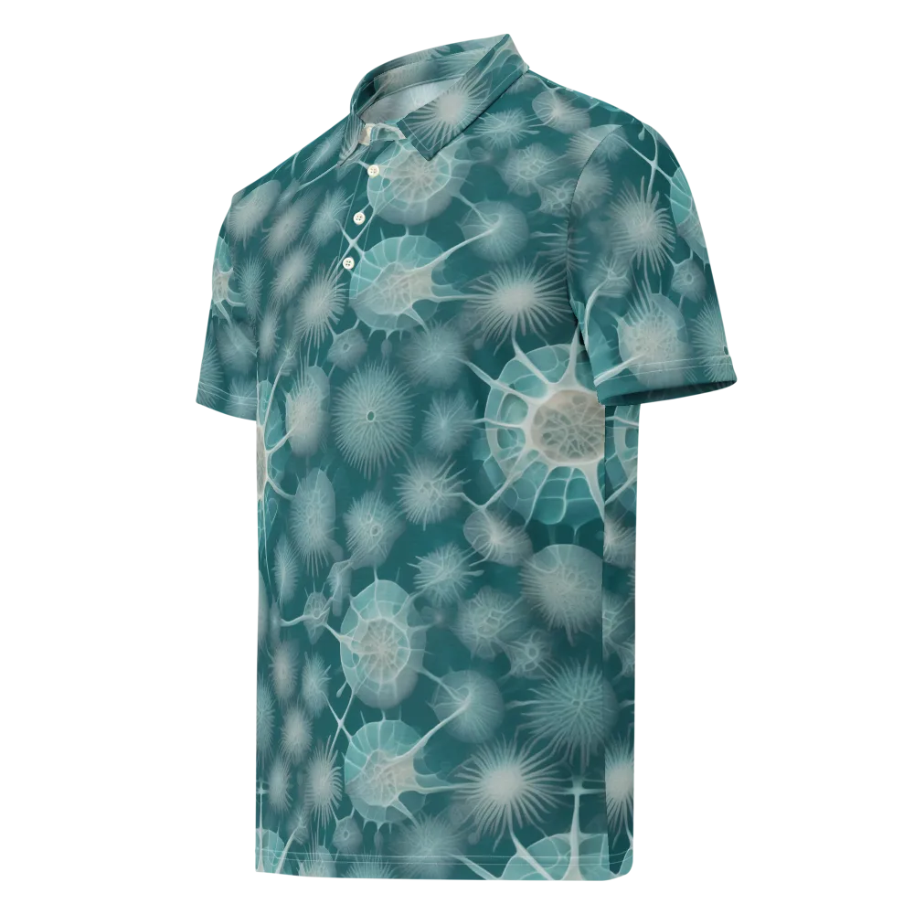 Aqua Radiolaria on Men's Slim Fit Polo Shirt — Left Front