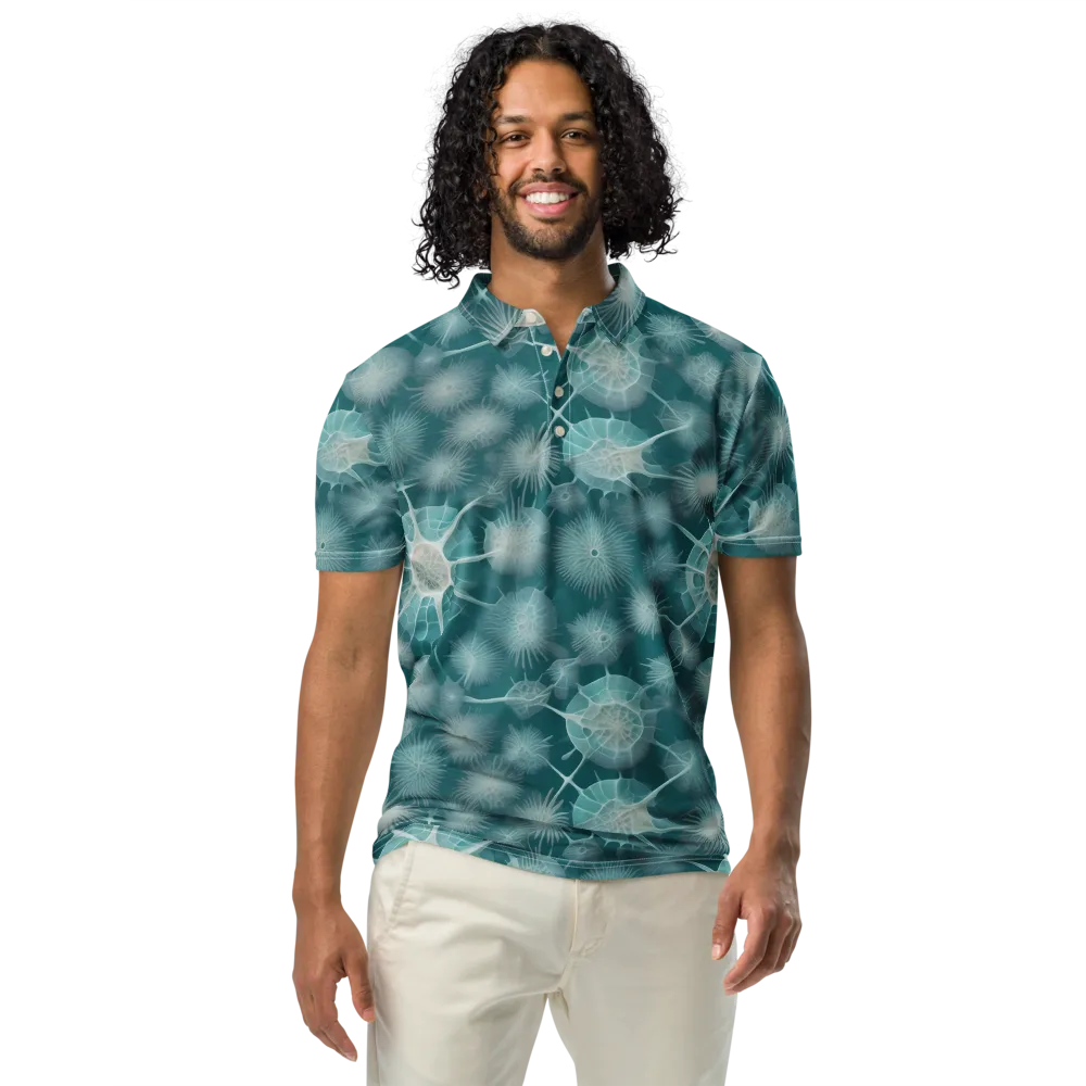 Aqua Radiolaria on Men's Slim Fit Polo Shirt — Front