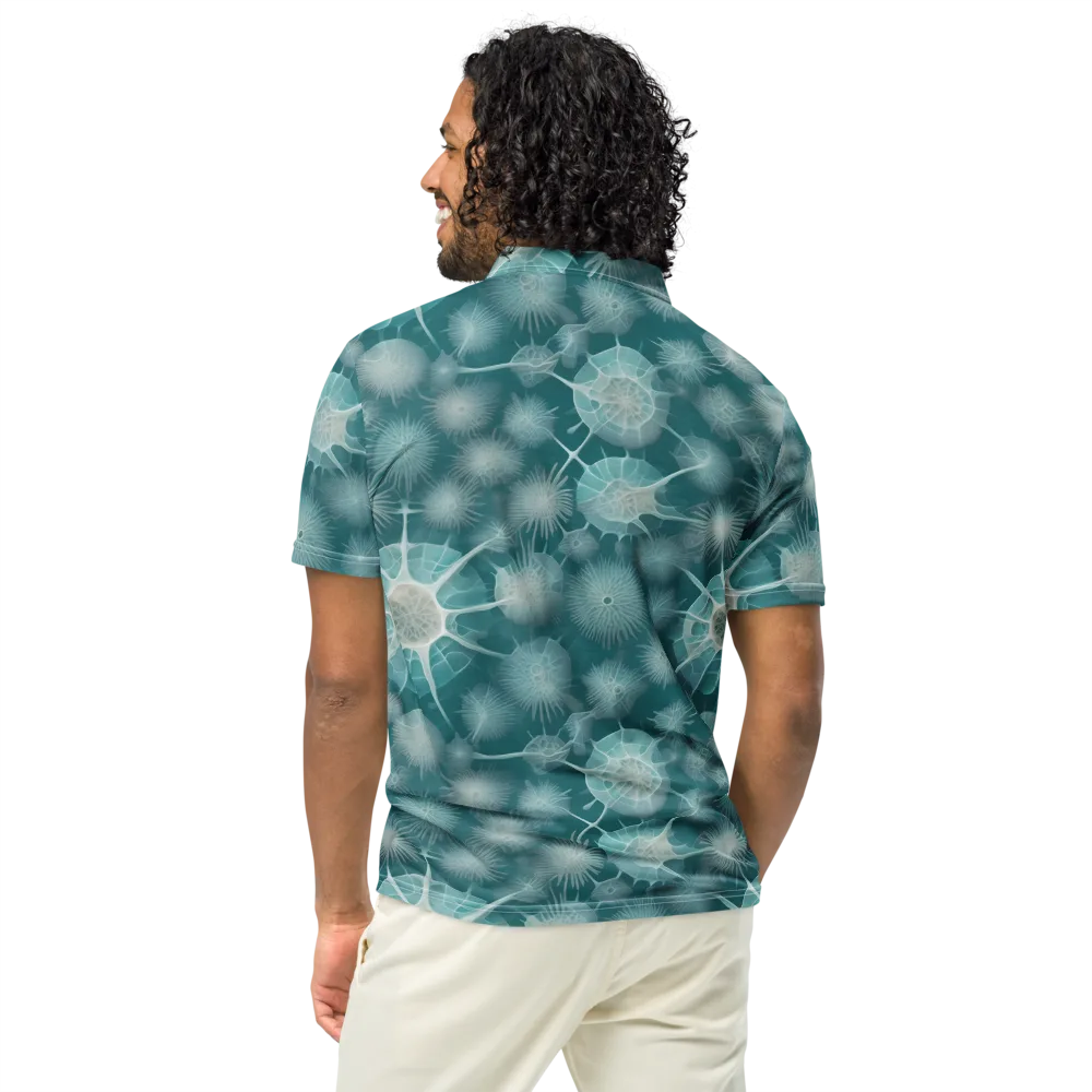 Aqua Radiolaria on Men's Slim Fit Polo Shirt — Back
