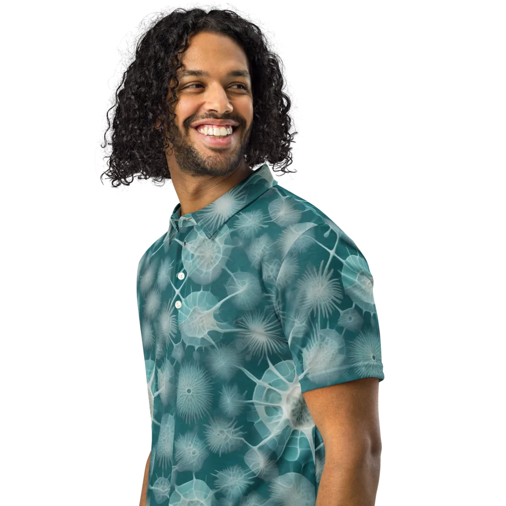 Aqua Radiolaria on Men's Slim Fit Polo Shirt — Left Front