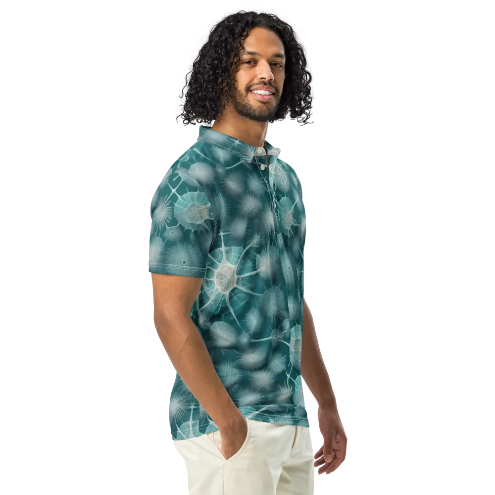 Aqua Radiolaria on Men's Slim Fit Polo Shirt — Right Front