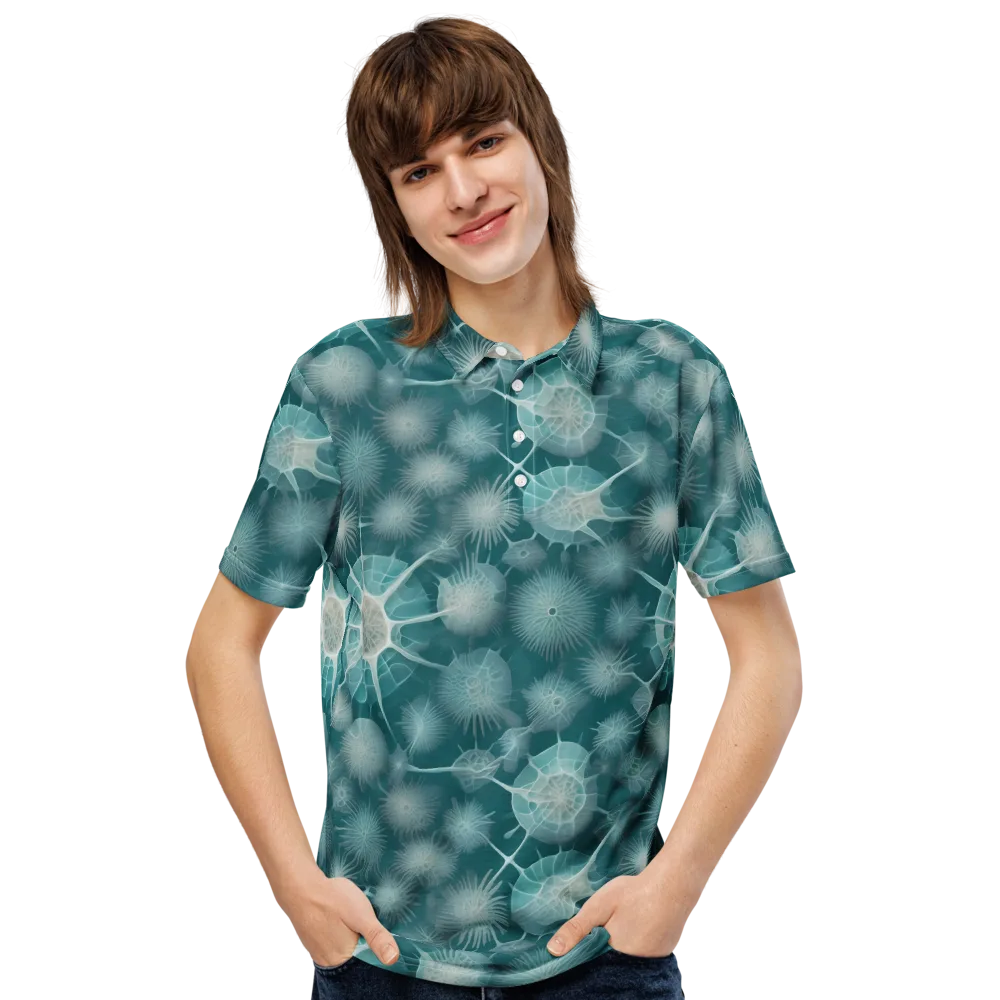 Aqua Radiolaria on Men's Slim Fit Polo Shirt — Front