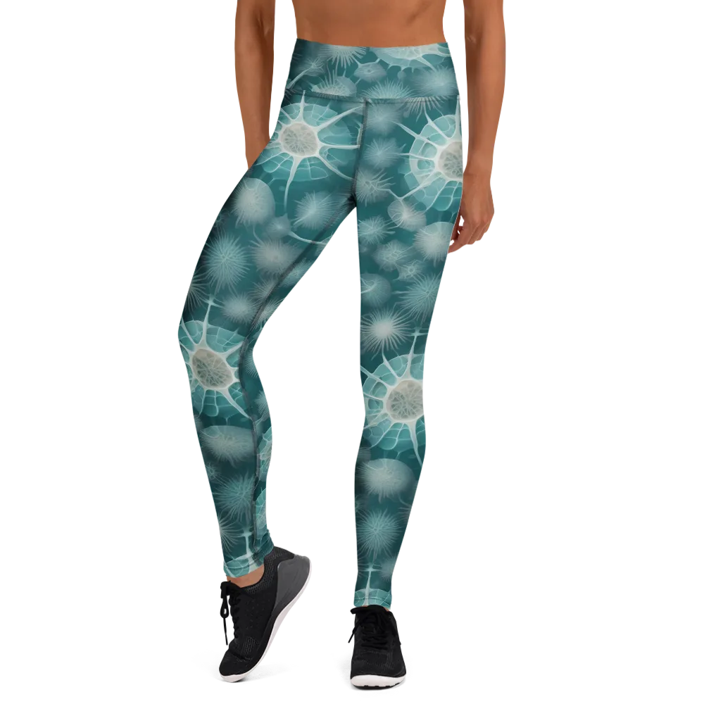 Aqua Radiolaria on Yoga Leggings — Front