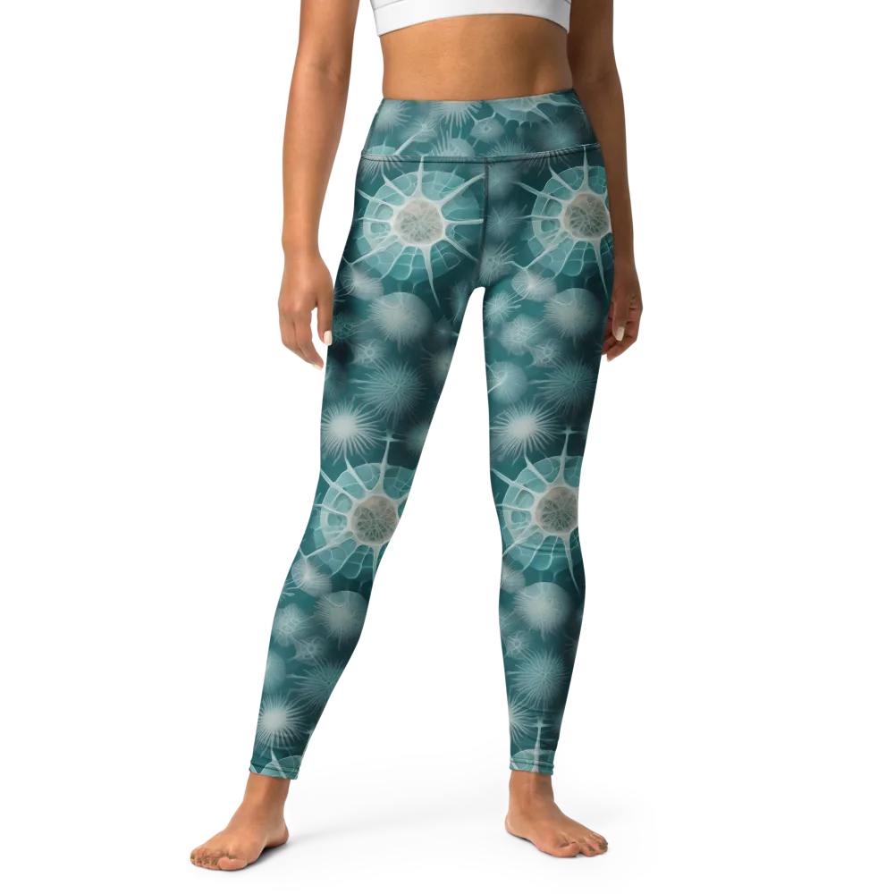 Aqua Radiolaria on Yoga Leggings — Front