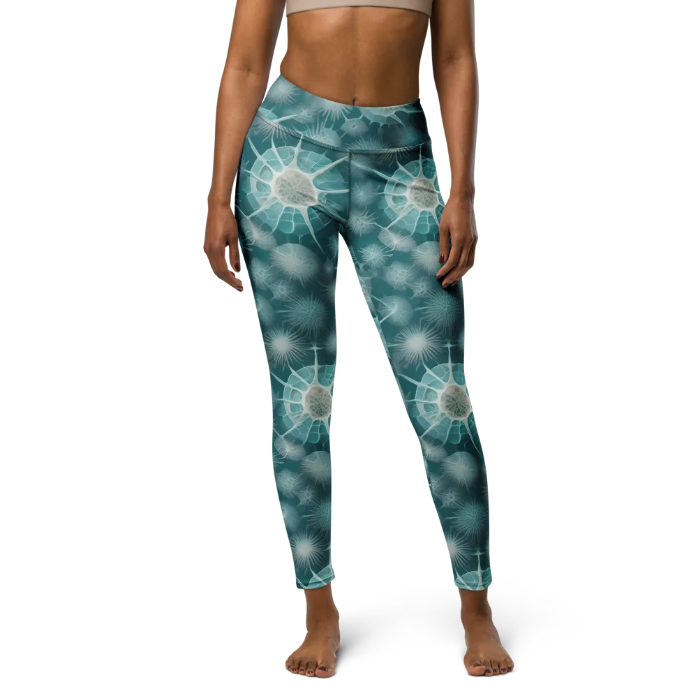 Aqua Radiolaria on Yoga Leggings — Front
