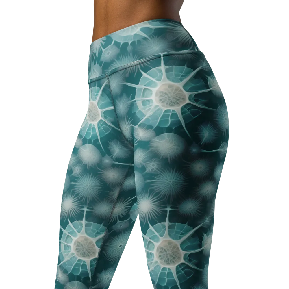 Aqua Radiolaria on Yoga Leggings — Left Front