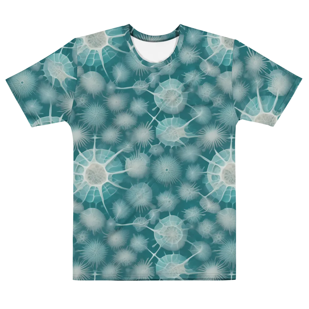 Aqua Radiolaria on Men's Cotton Crew Neck T-Shirt — Front