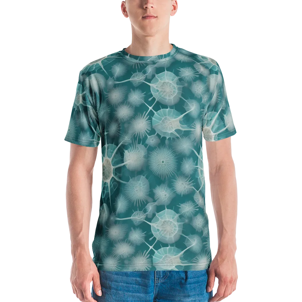 Aqua Radiolaria on Men's Crew Neck T-Shirt — Front