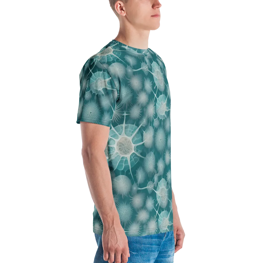 Aqua Radiolaria on Men's Crew Neck T-Shirt — Right