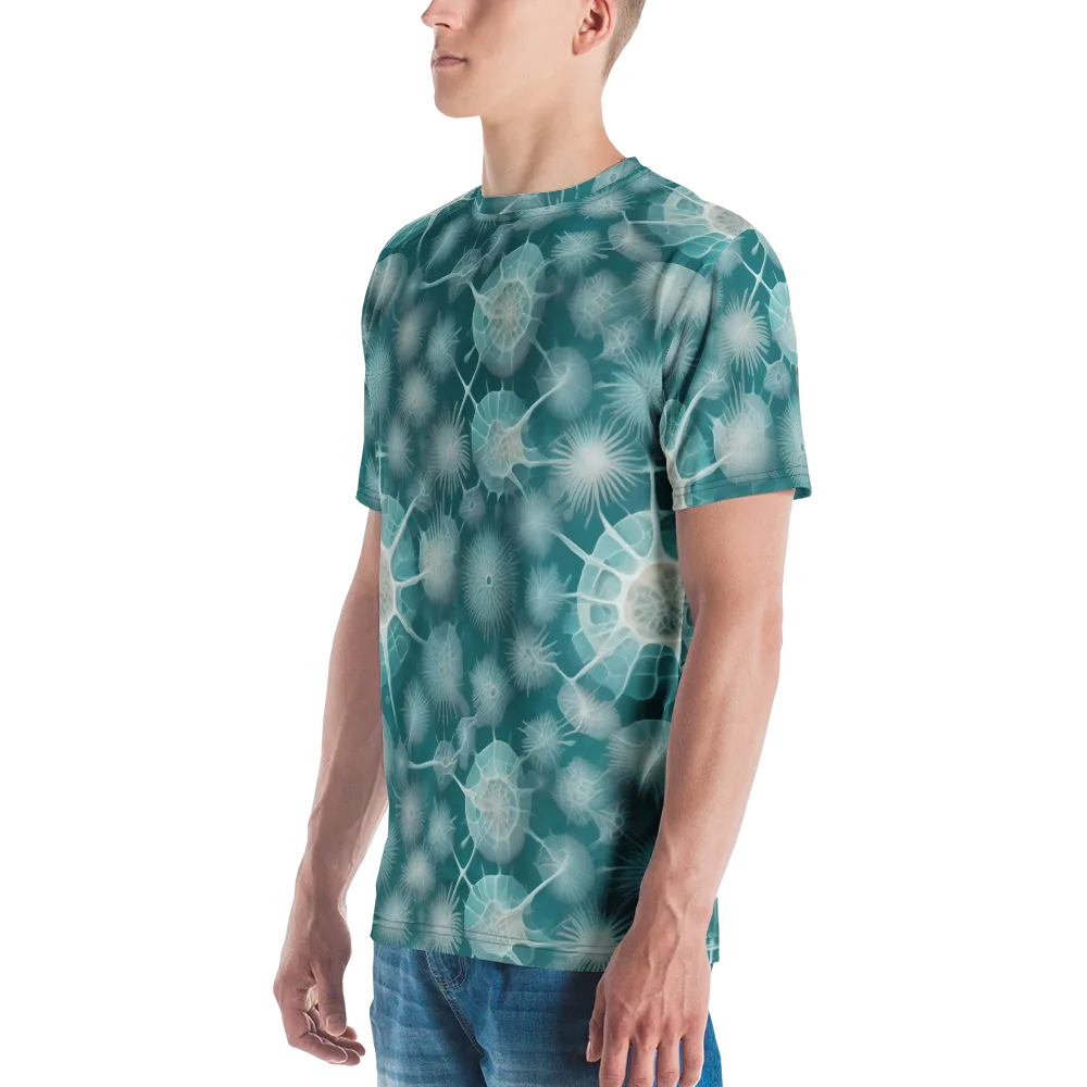 Aqua Radiolaria on Men's Crew Neck T-Shirt — Left