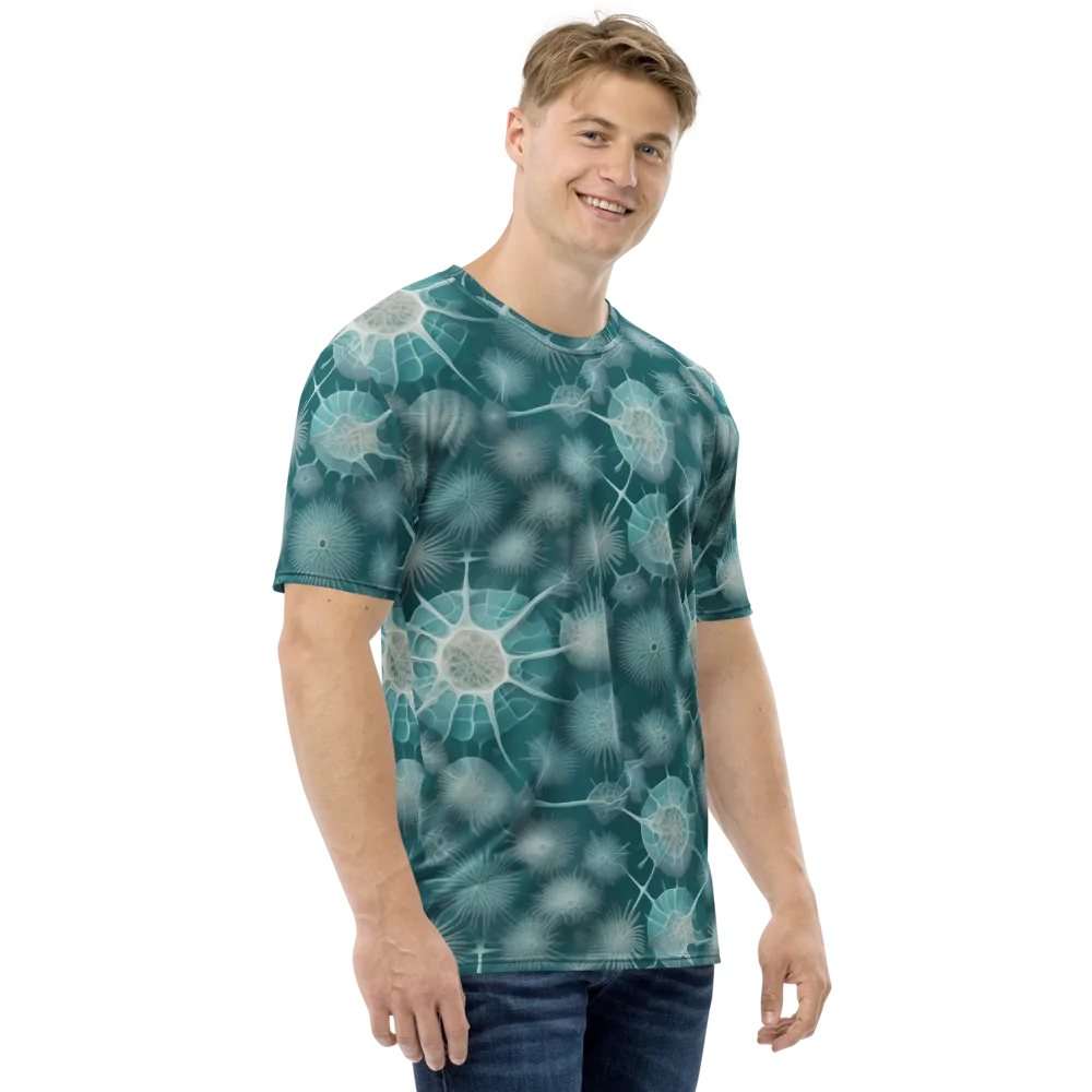 Aqua Radiolaria on Men's Crew Neck T-Shirt — Right