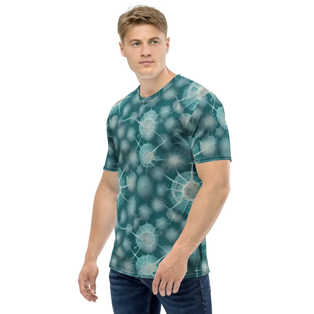 Aqua Radiolaria on Men's Crew Neck T-Shirt — Left