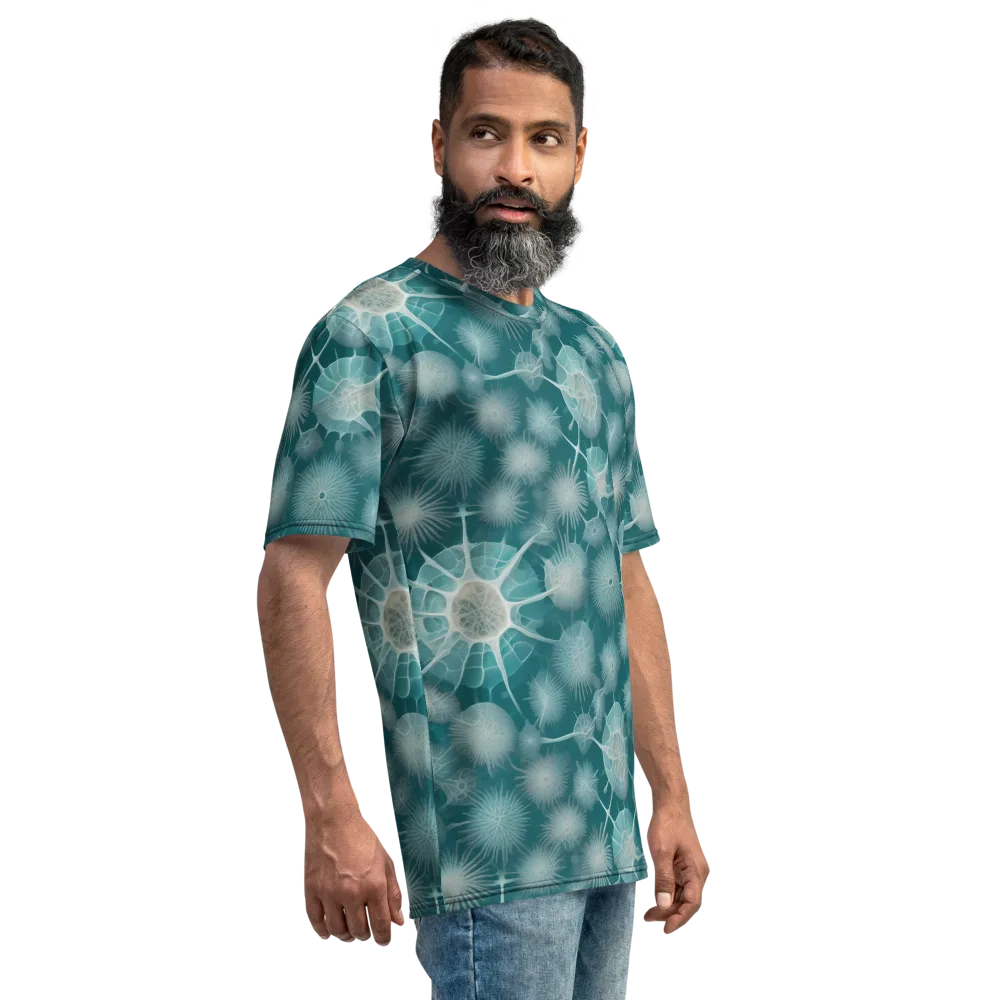 Aqua Radiolaria on Men's Crew Neck T-Shirt — Right