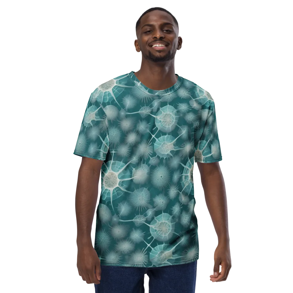 Aqua Radiolaria on Men's Crew Neck T-Shirt — Front