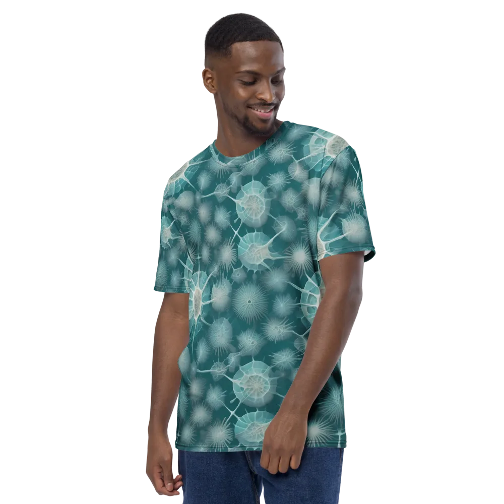 Aqua Radiolaria on Men's Crew Neck T-Shirt — Left