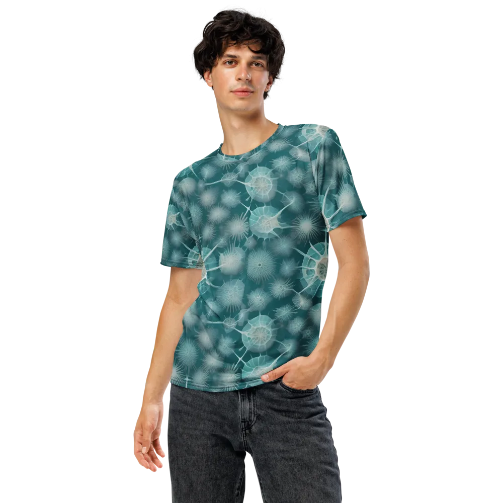 Aqua Radiolaria on Men's Crew Neck T-Shirt — Front