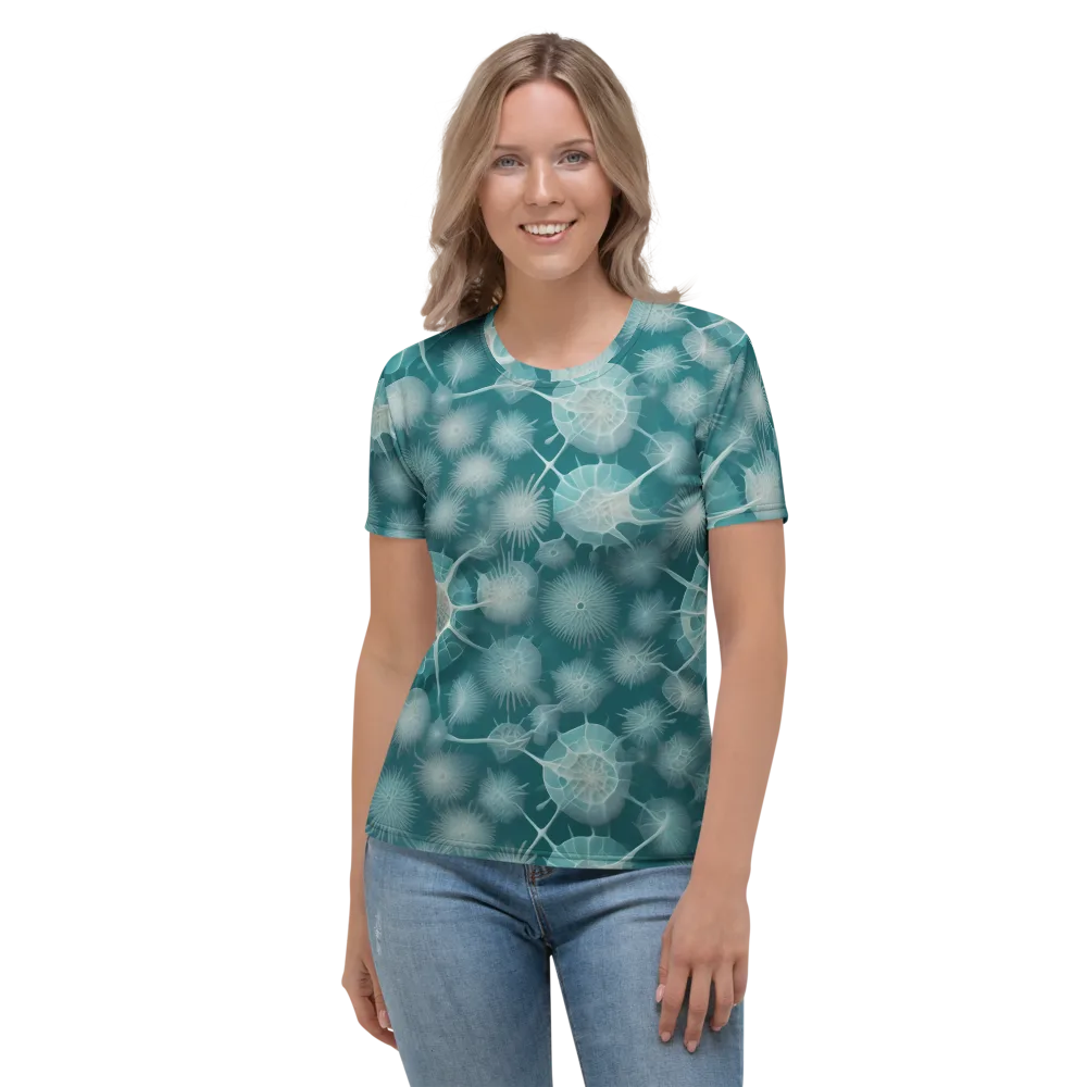 Aqua Radiolaria on Women's Crew Neck T-Shirt — Front