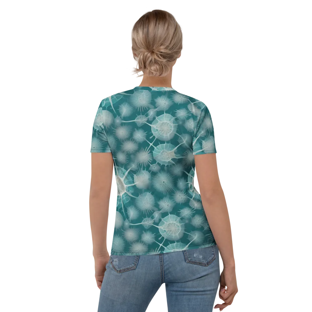 Aqua Radiolaria on Women's Crew Neck T-Shirt — Back