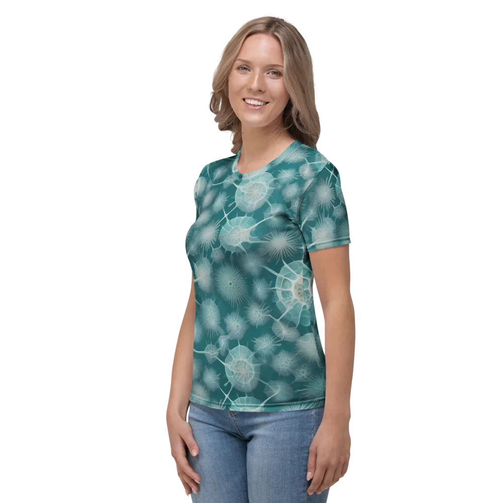Aqua Radiolaria on Women's Crew Neck T-Shirt — Left