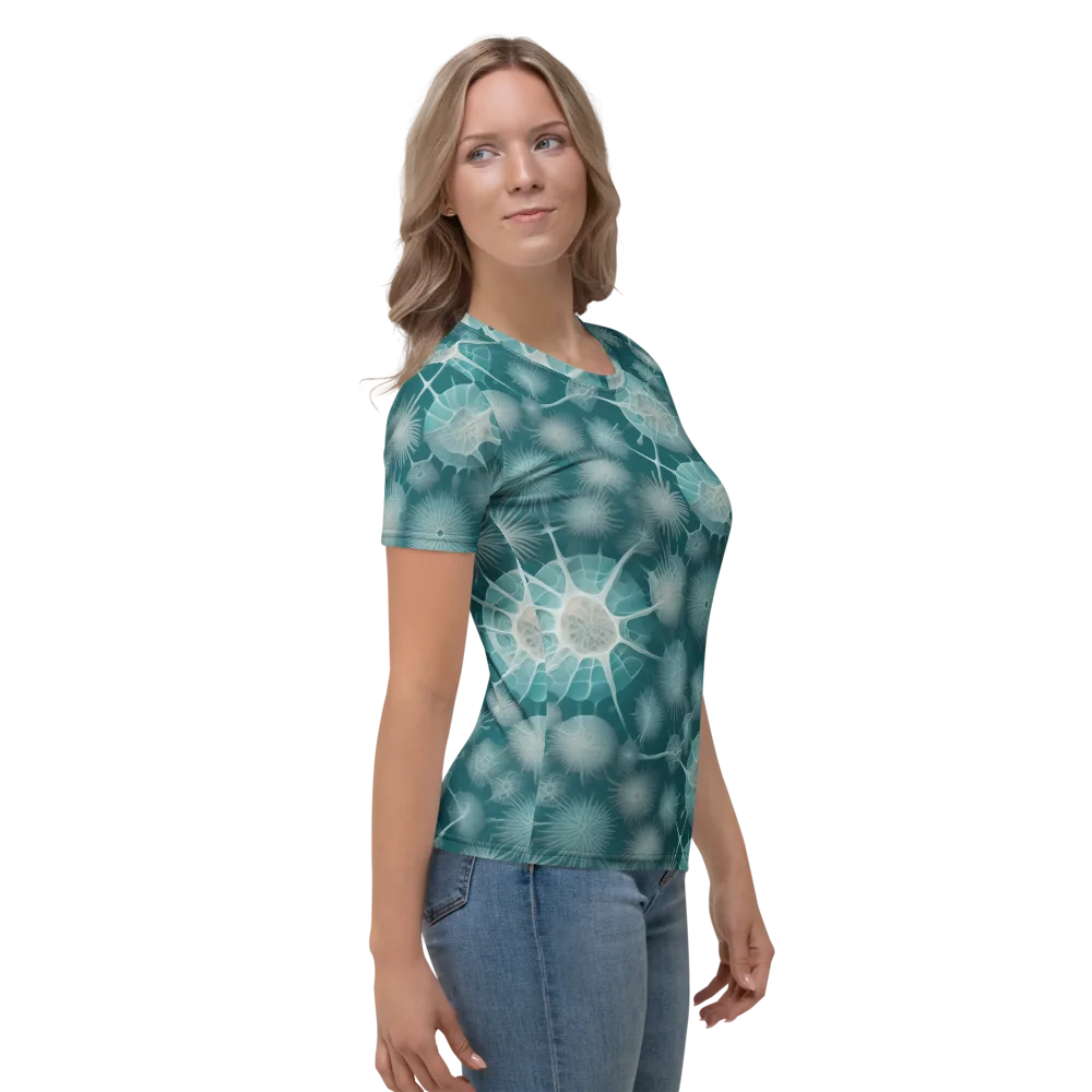 Aqua Radiolaria on Women's Crew Neck T-Shirt — Right