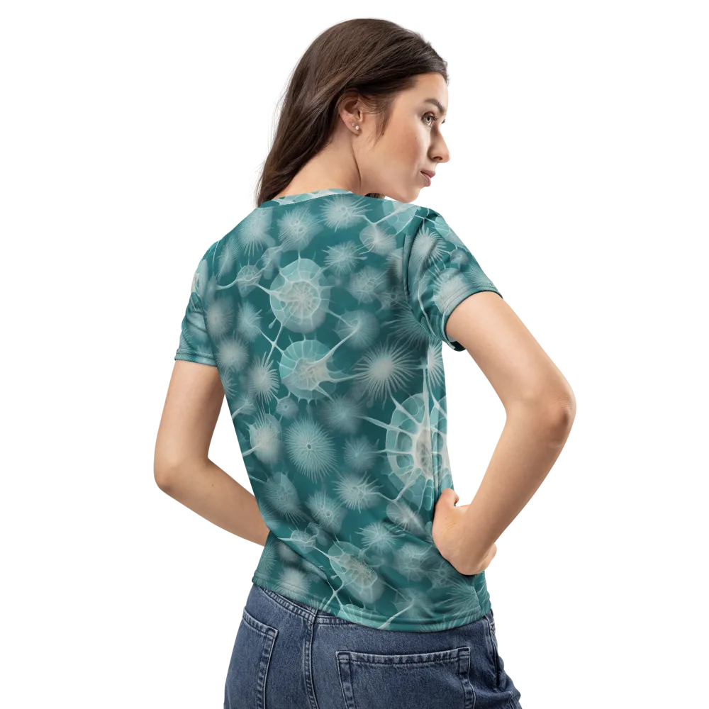 Aqua Radiolaria on Women's Crew Neck T-Shirt — Back