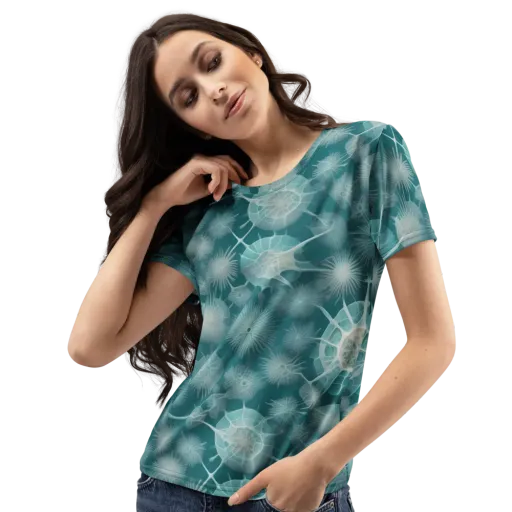 Aqua Radiolaria on a Women's Crew Neck T-Shirt