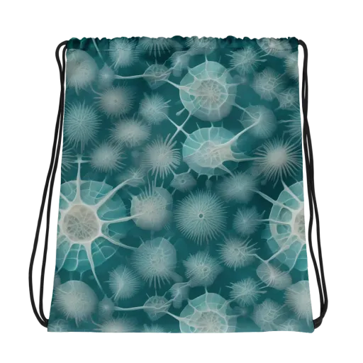 Aqua Radiolaria on a Drawstring Bag