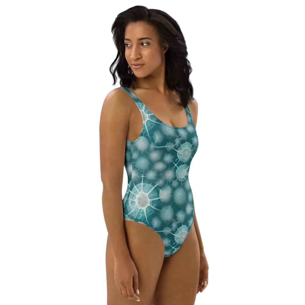 Aqua Radiolaria on One-Piece Swimsuit — Right