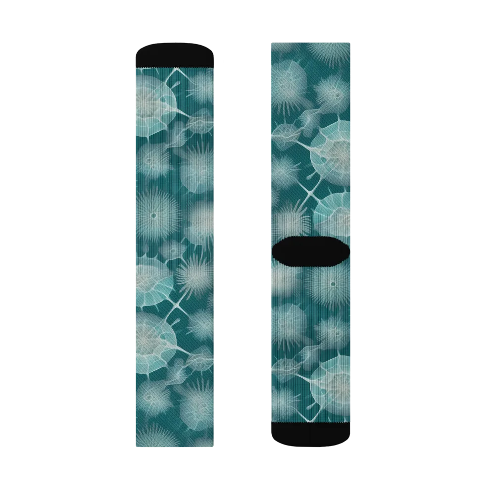 Aqua Radiolaria on Socks — Left Sock
