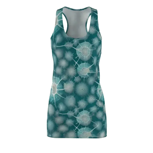 Aqua Radiolaria on a Racerback Dress