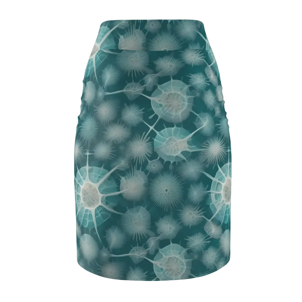 Aqua Radiolaria on Pencil Skirt — Back
