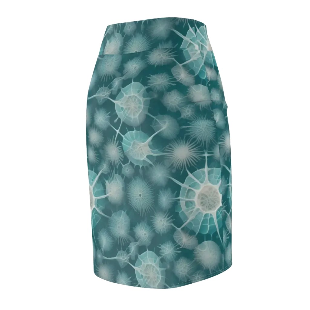 Aqua Radiolaria on Pencil Skirt — Back Side