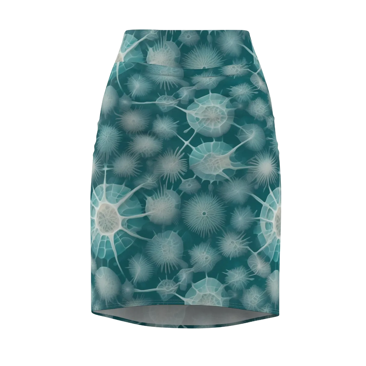 Aqua Radiolaria on Pencil Skirt — Front